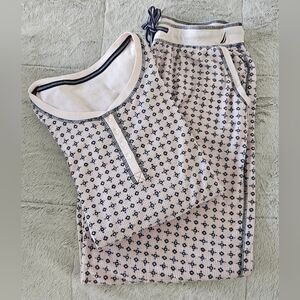 Nautica Women’s Long Sleeve Pajama Lounge Set Soft Knit Pink Blue Print.